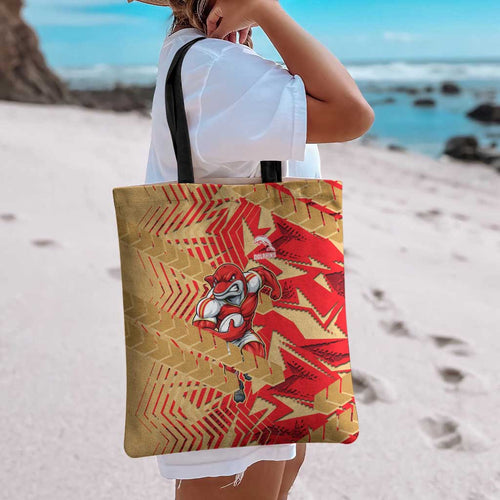Dolphins Rugby Tote Bag Fierce Mascot Geometric Tribal Art