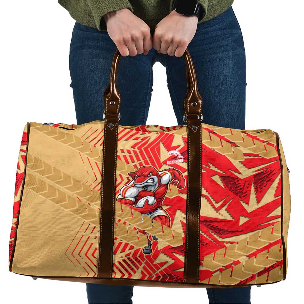 Dolphins Rugby Travel Bag Fierce Mascot Geometric Tribal Art