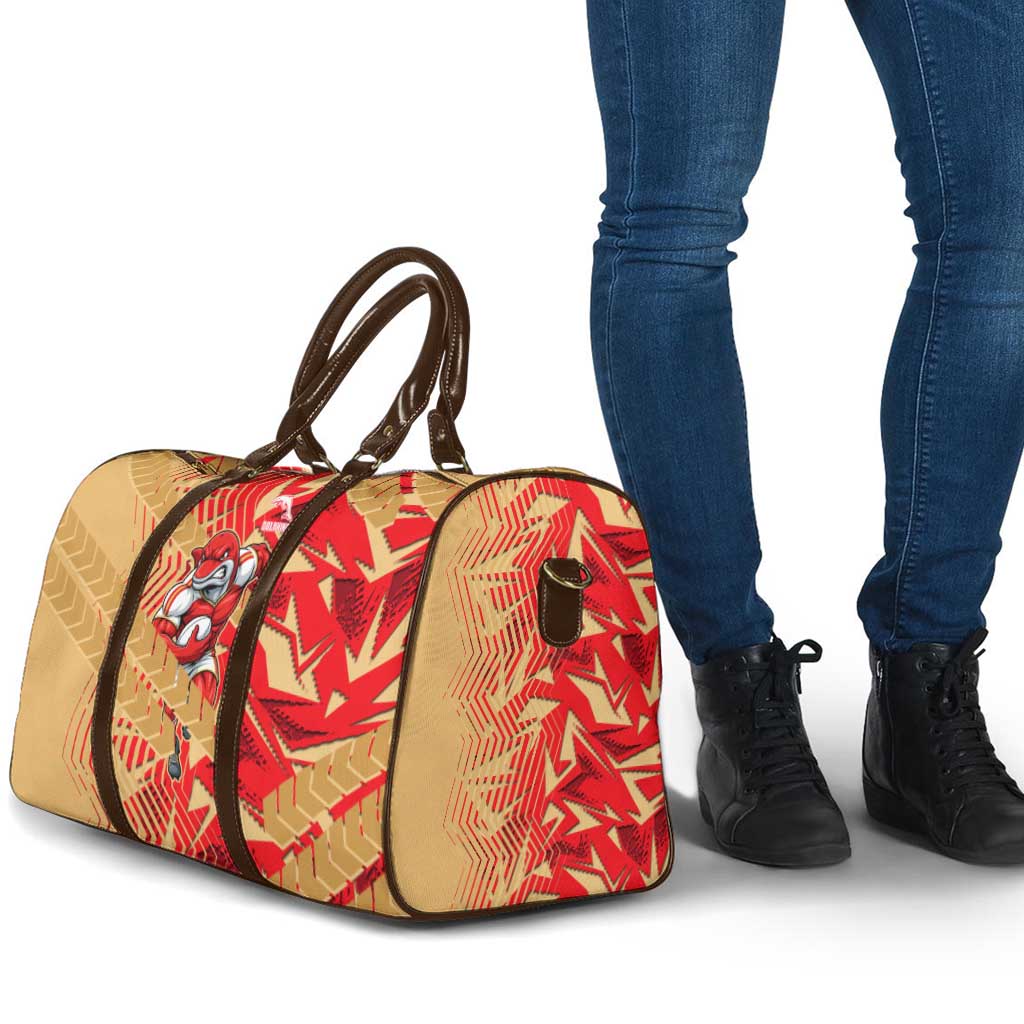 Dolphins Rugby Travel Bag Fierce Mascot Geometric Tribal Art