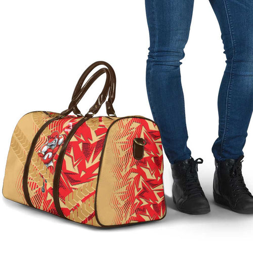 Dolphins Rugby Travel Bag Fierce Mascot Geometric Tribal Art