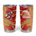 Dolphins Rugby Tumbler Cup Fierce Mascot Geometric Tribal Art