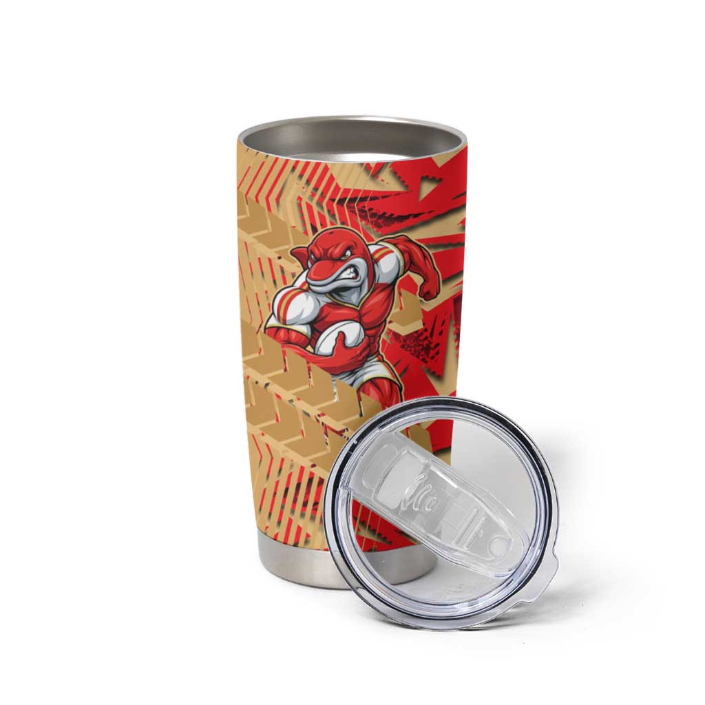 Dolphins Rugby Tumbler Cup Fierce Mascot Geometric Tribal Art