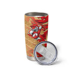 Dolphins Rugby Tumbler Cup Fierce Mascot Geometric Tribal Art