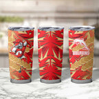 Dolphins Rugby Tumbler Cup Fierce Mascot Geometric Tribal Art