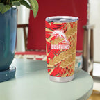 Dolphins Rugby Tumbler Cup Fierce Mascot Geometric Tribal Art