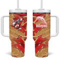 Dolphins Rugby Tumbler With Handle Fierce Mascot Geometric Tribal Art