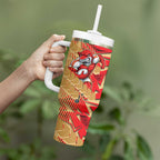 Dolphins Rugby Tumbler With Handle Fierce Mascot Geometric Tribal Art