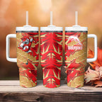 Dolphins Rugby Tumbler With Handle Fierce Mascot Geometric Tribal Art