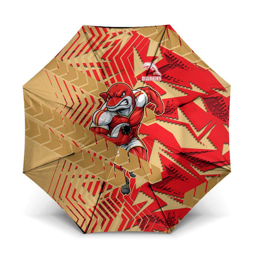 Dolphins Rugby Umbrella Fierce Mascot Geometric Tribal Art