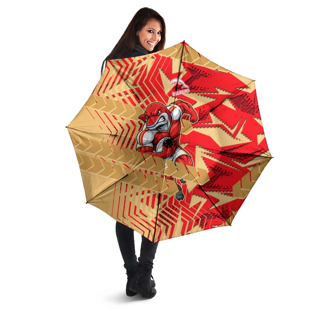 Dolphins Rugby Umbrella Fierce Mascot Geometric Tribal Art