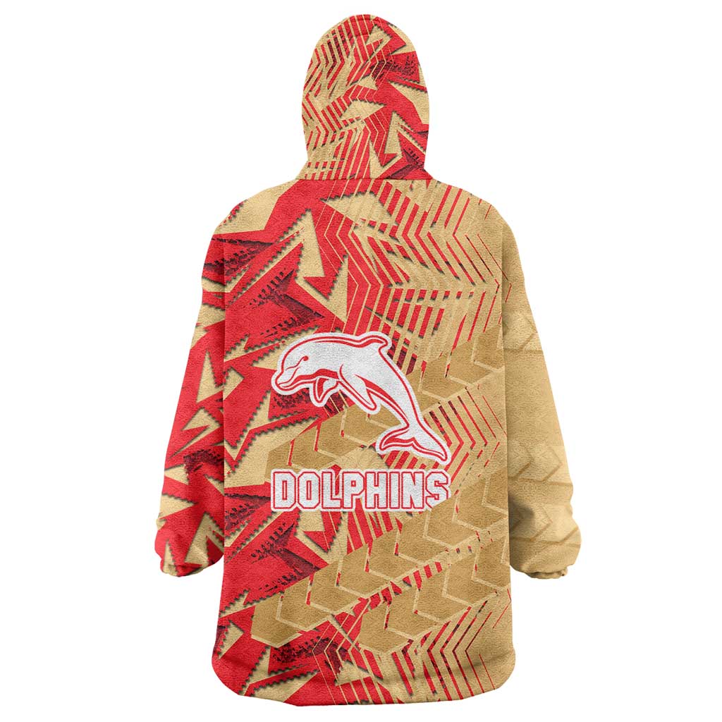 Dolphins Rugby Wearable Blanket Hoodie Fierce Mascot Geometric Tribal Art