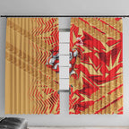 Dolphins Rugby Window Curtain Fierce Mascot Geometric Tribal Art