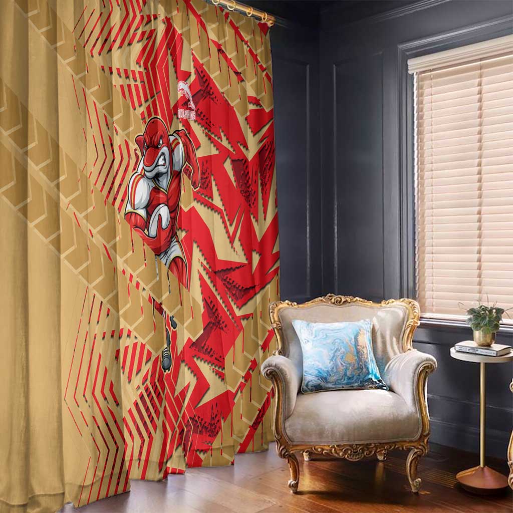 Dolphins Rugby Window Curtain Fierce Mascot Geometric Tribal Art