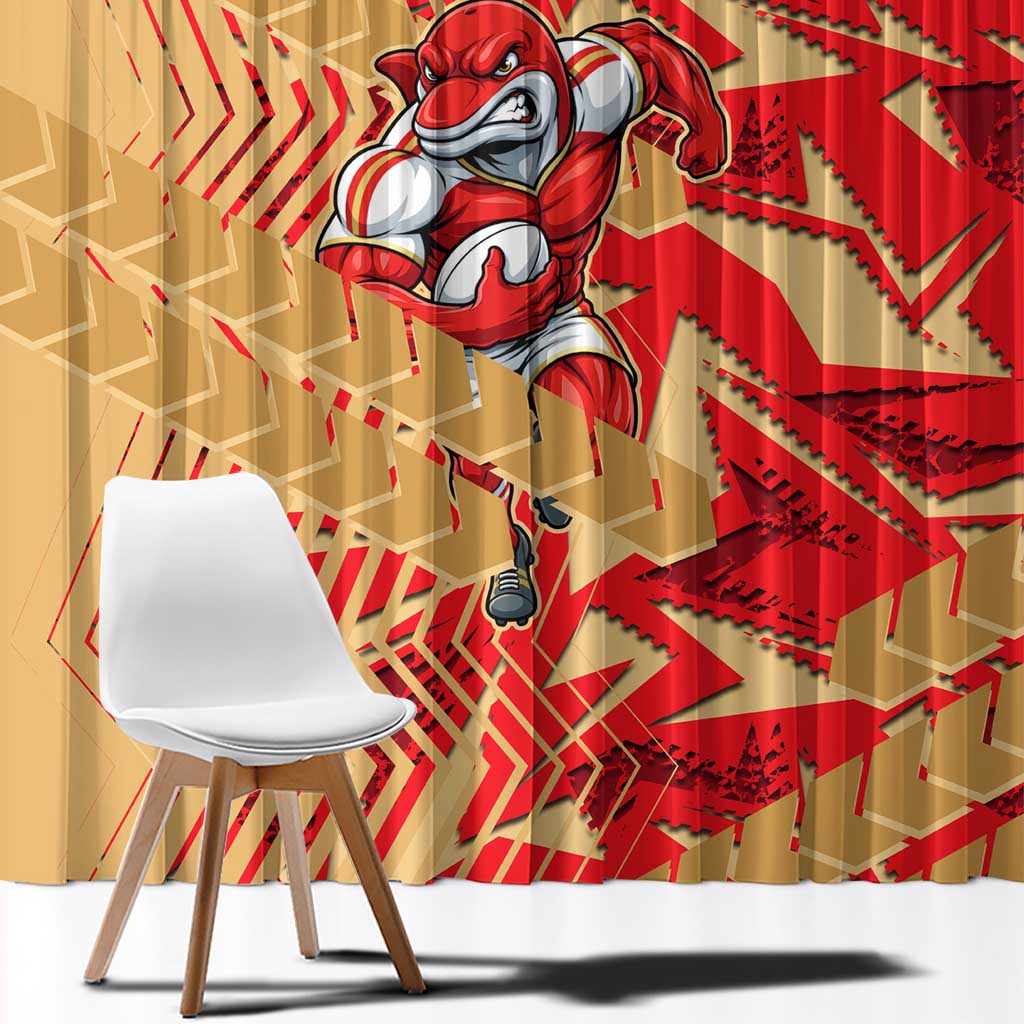 Dolphins Rugby Window Curtain Fierce Mascot Geometric Tribal Art