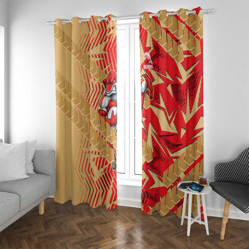 Dolphins Rugby Window Curtain Fierce Mascot Geometric Tribal Art