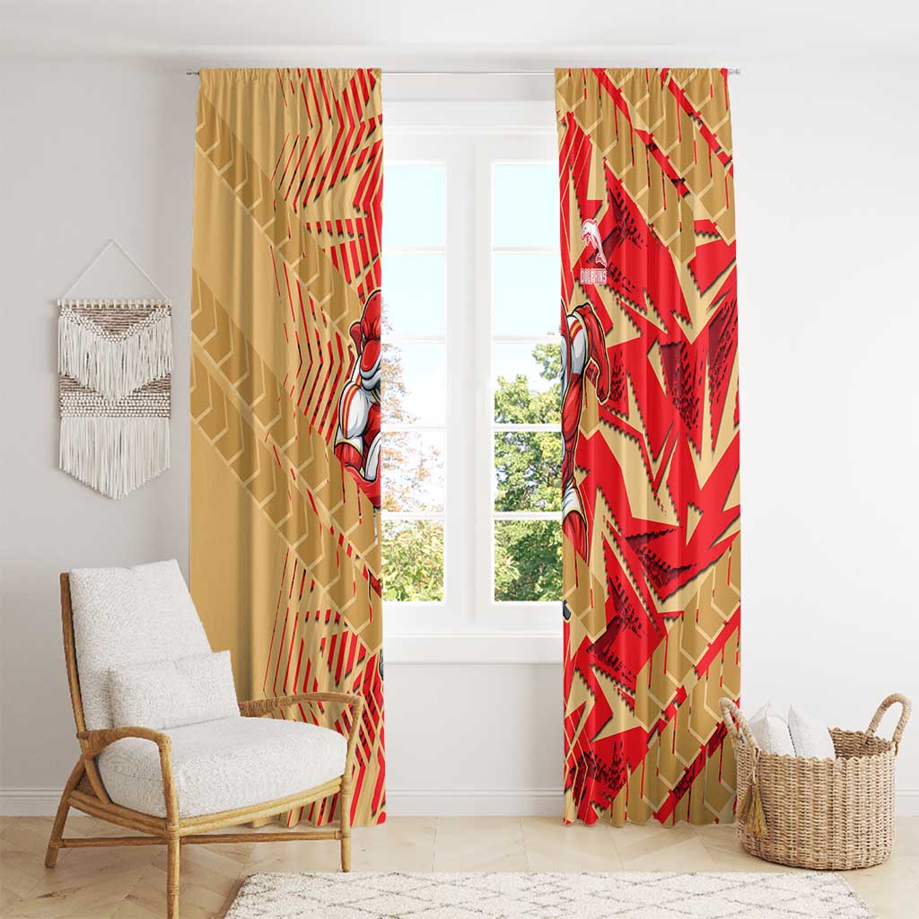 Dolphins Rugby Window Curtain Fierce Mascot Geometric Tribal Art