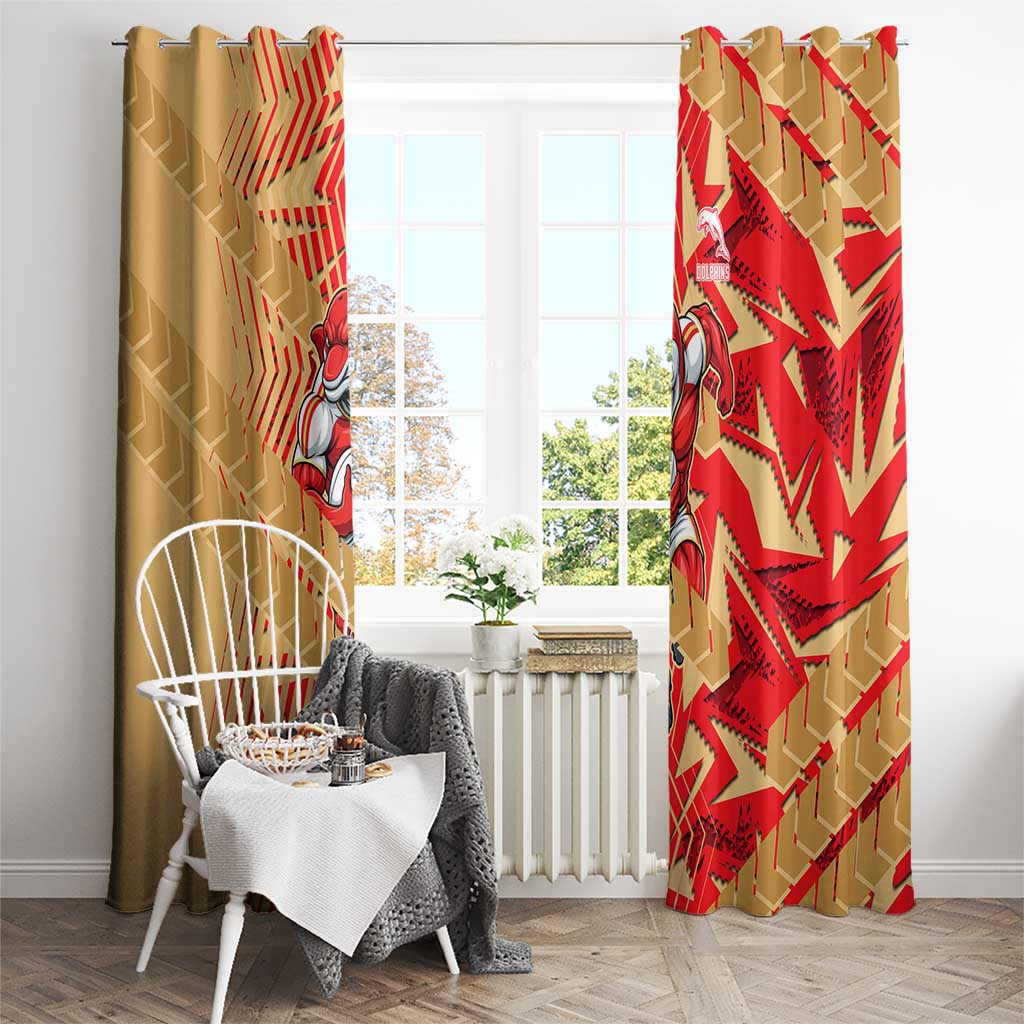 Dolphins Rugby Window Curtain Fierce Mascot Geometric Tribal Art