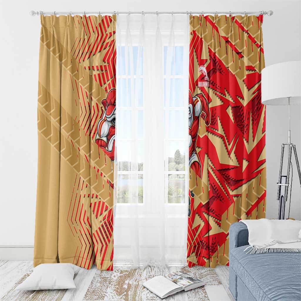 Dolphins Rugby Window Curtain Fierce Mascot Geometric Tribal Art