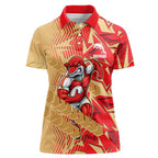 Dolphins Rugby Women Polo Shirt Fierce Mascot Geometric Tribal Art