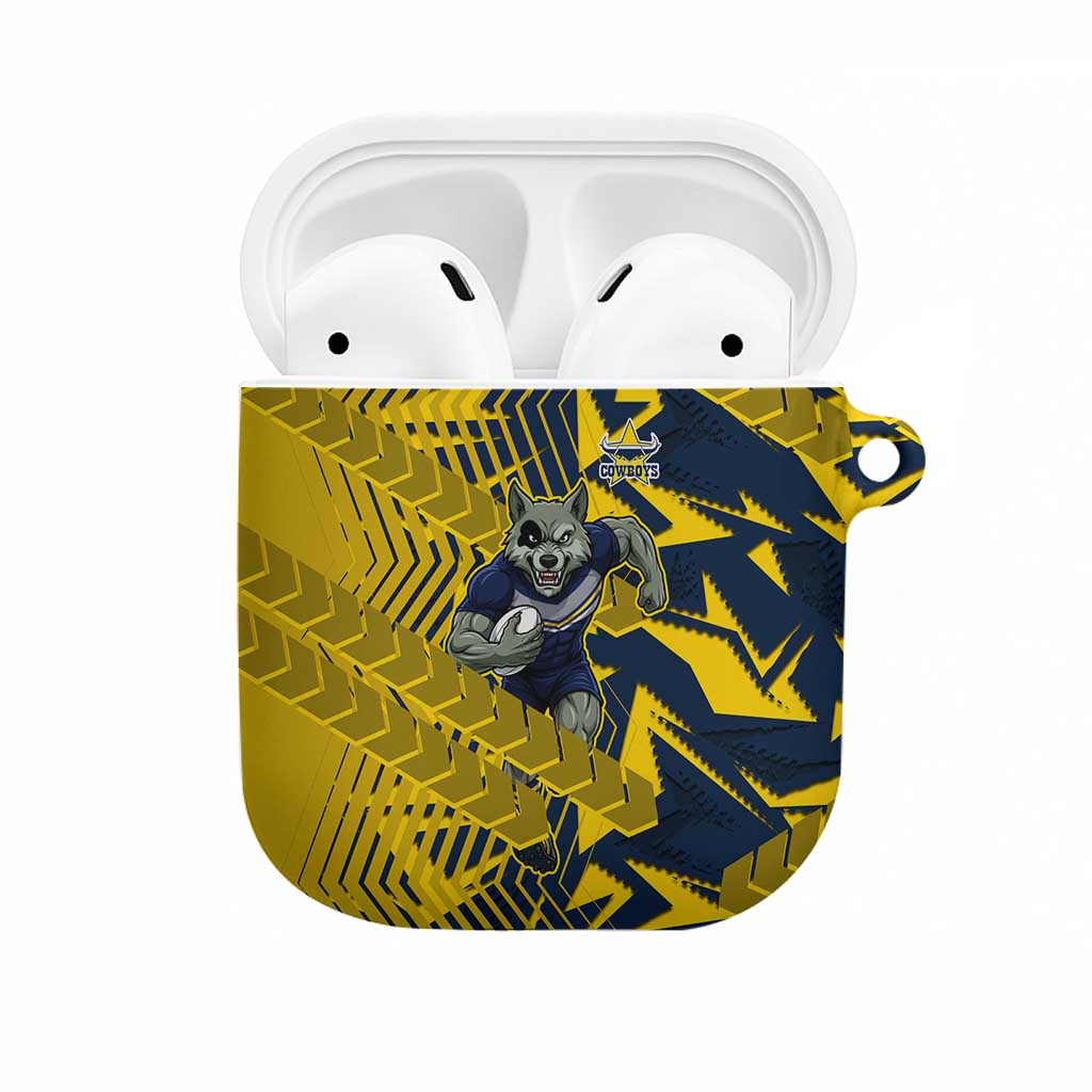 North Queensland Cowboys Rugby AirPods Case Fierce Mascot Geometric Tribal Art