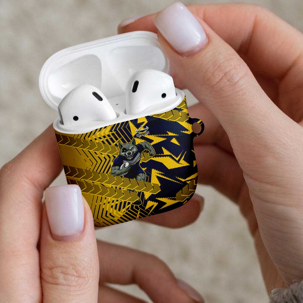 North Queensland Cowboys Rugby AirPods Case Fierce Mascot Geometric Tribal Art