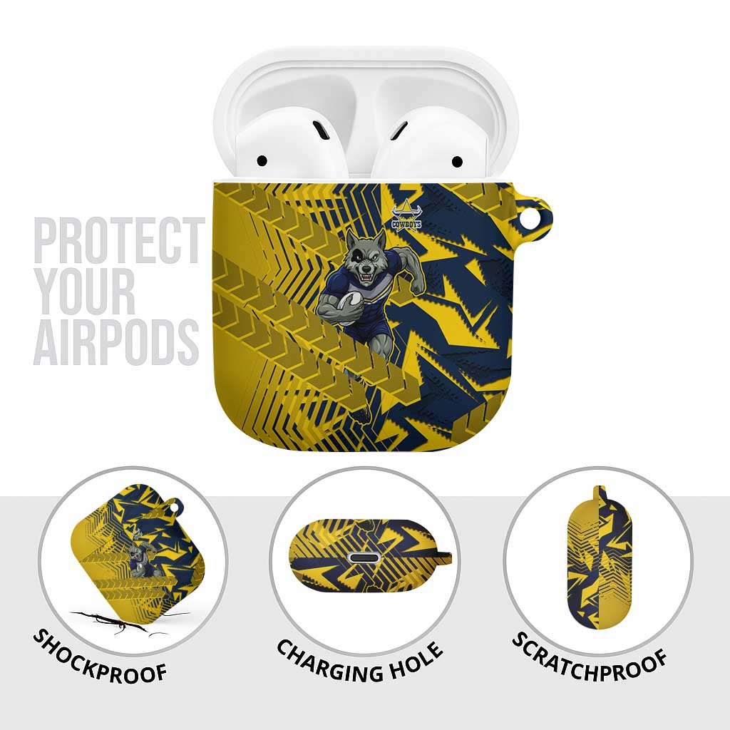 North Queensland Cowboys Rugby AirPods Case Fierce Mascot Geometric Tribal Art