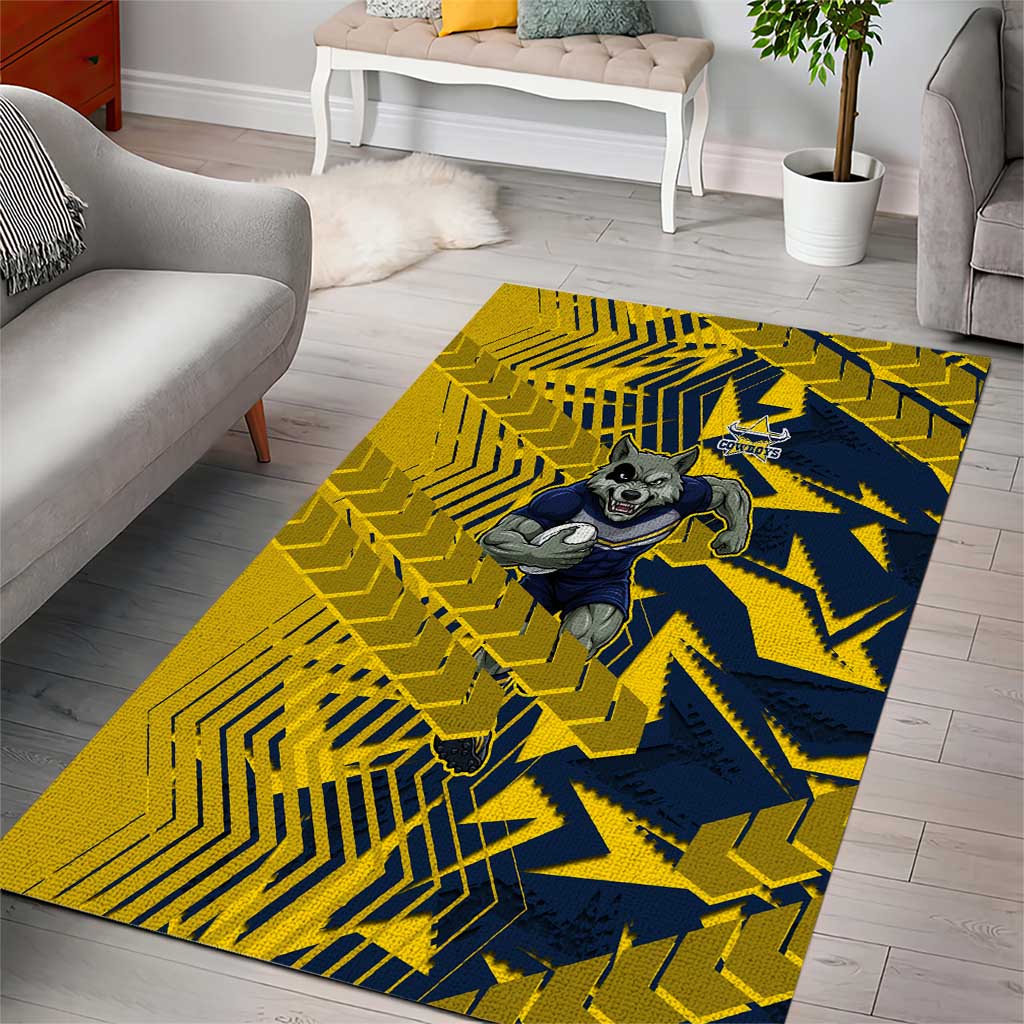North Queensland Cowboys Rugby Area Rug Fierce Mascot Geometric Tribal Art