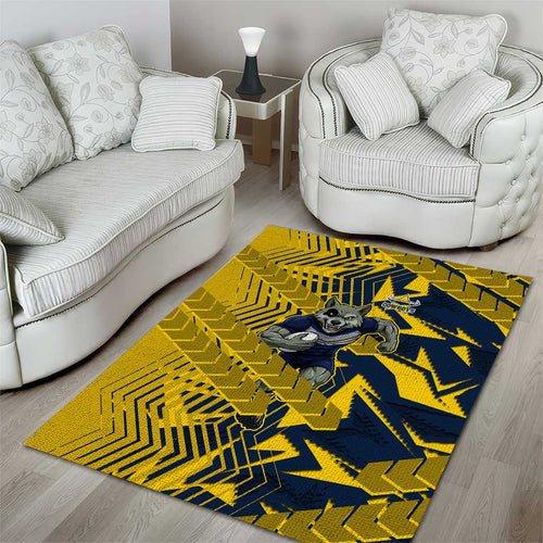 North Queensland Cowboys Rugby Area Rug Fierce Mascot Geometric Tribal Art