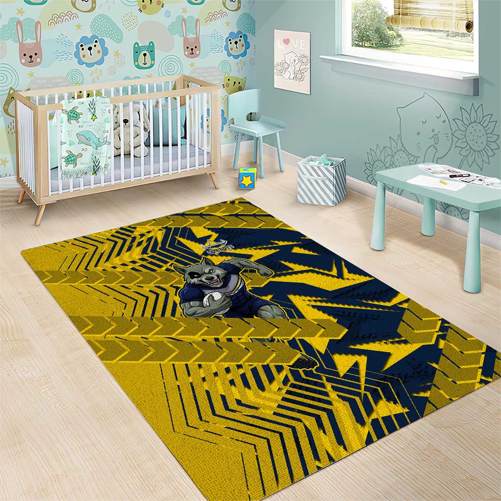 North Queensland Cowboys Rugby Area Rug Fierce Mascot Geometric Tribal Art