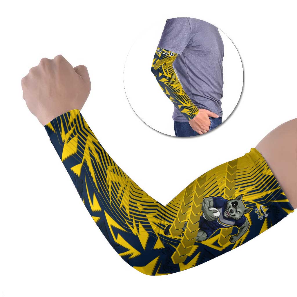 North Queensland Cowboys Rugby Arm Sleeves Fierce Mascot Geometric Tribal Art