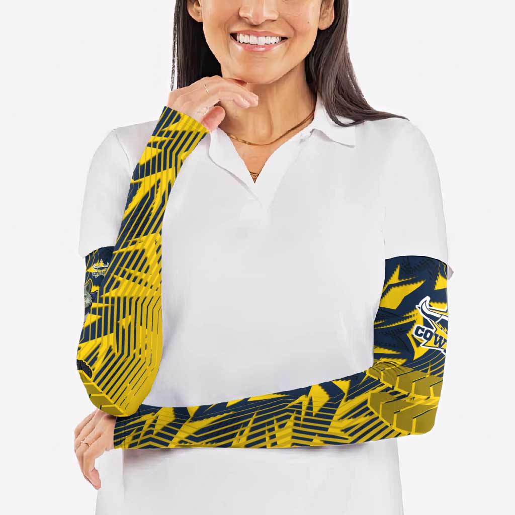 North Queensland Cowboys Rugby Arm Sleeves Fierce Mascot Geometric Tribal Art