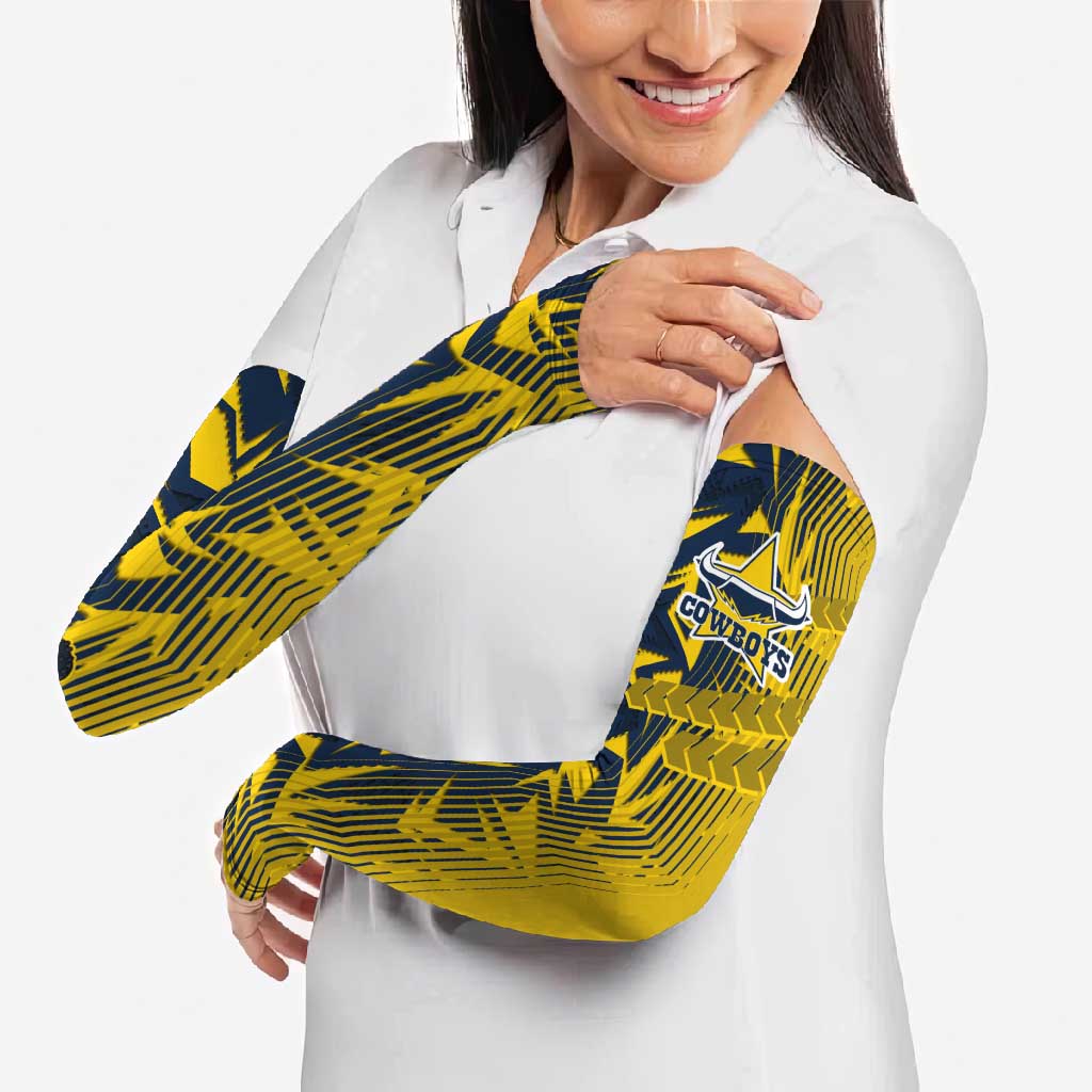 North Queensland Cowboys Rugby Arm Sleeves Fierce Mascot Geometric Tribal Art