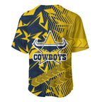 North Queensland Cowboys Rugby Baseball Jersey Fierce Mascot Geometric Tribal Art