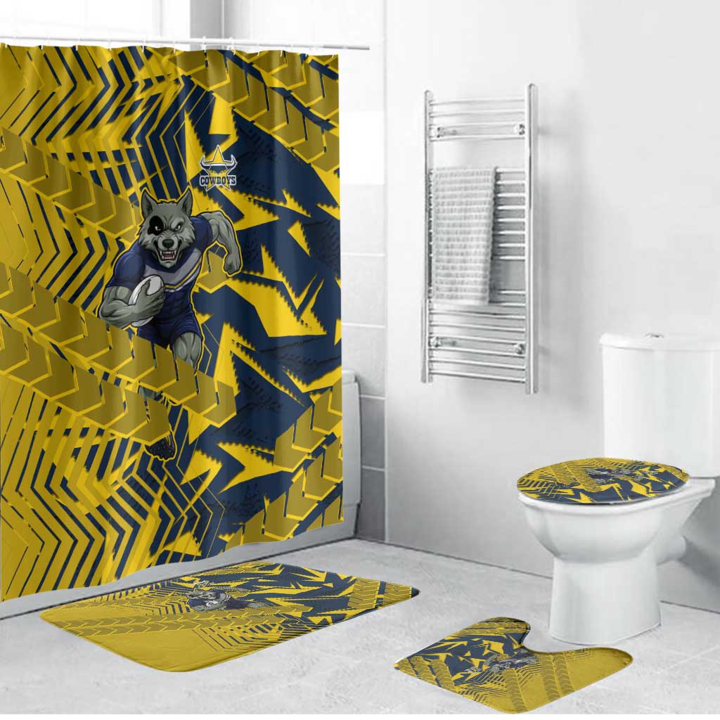 North Queensland Cowboys Rugby Bathroom Set Fierce Mascot Geometric Tribal Art