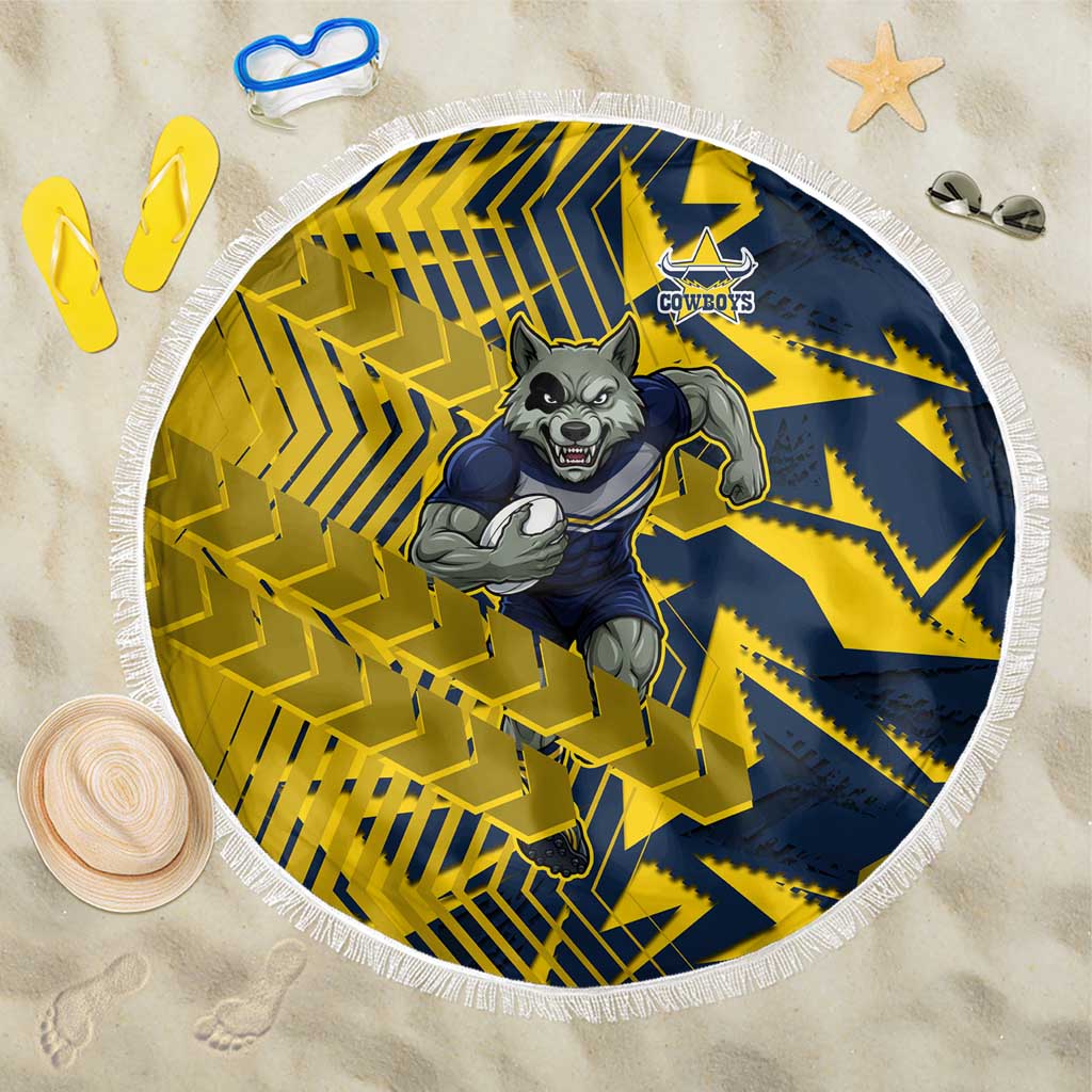 North Queensland Cowboys Rugby Beach Blanket Fierce Mascot Geometric Tribal Art