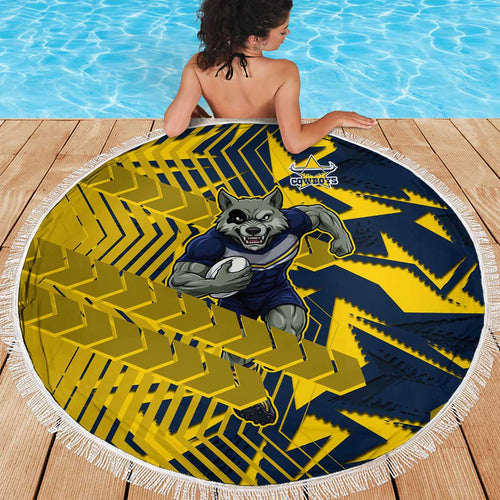 North Queensland Cowboys Rugby Beach Blanket Fierce Mascot Geometric Tribal Art