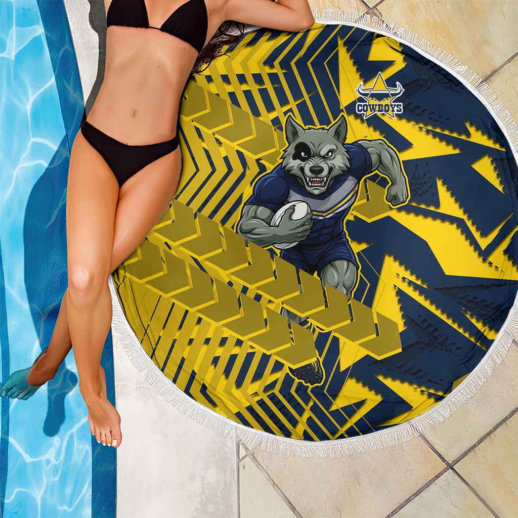 North Queensland Cowboys Rugby Beach Blanket Fierce Mascot Geometric Tribal Art