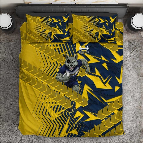 North Queensland Cowboys Rugby Bedding Set Fierce Mascot Geometric Tribal Art