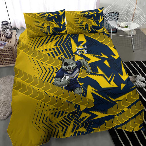 North Queensland Cowboys Rugby Bedding Set Fierce Mascot Geometric Tribal Art