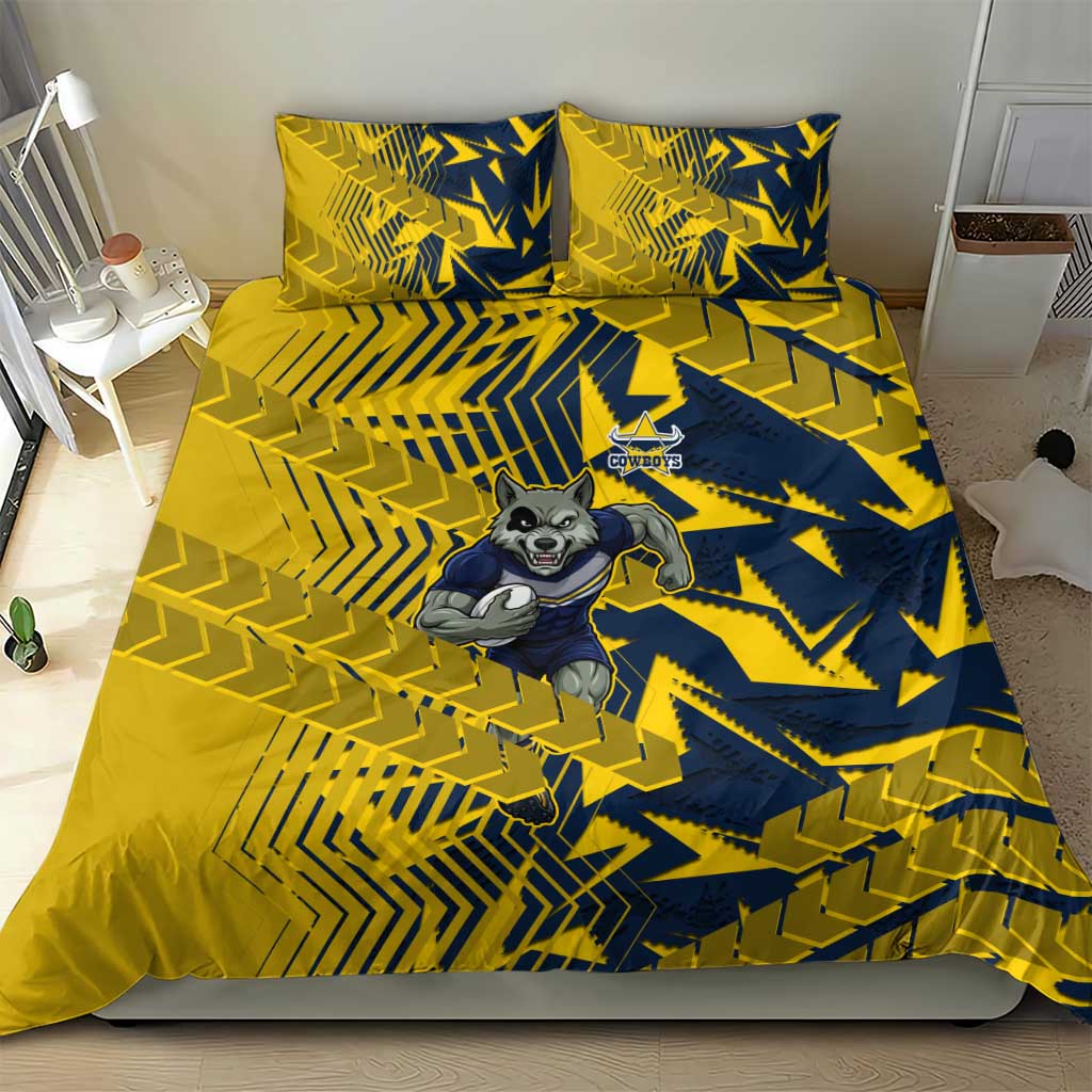 North Queensland Cowboys Rugby Bedding Set Fierce Mascot Geometric Tribal Art