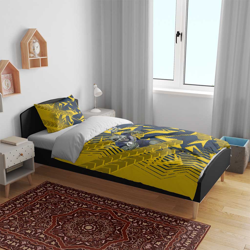 North Queensland Cowboys Rugby Bedding Set Fierce Mascot Geometric Tribal Art