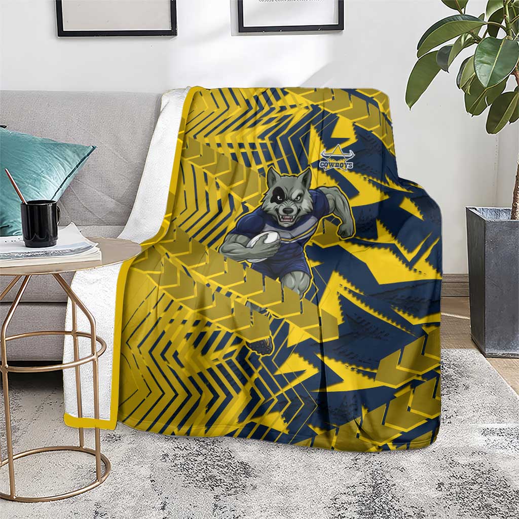 North Queensland Cowboys Rugby Blanket Fierce Mascot Geometric Tribal Art