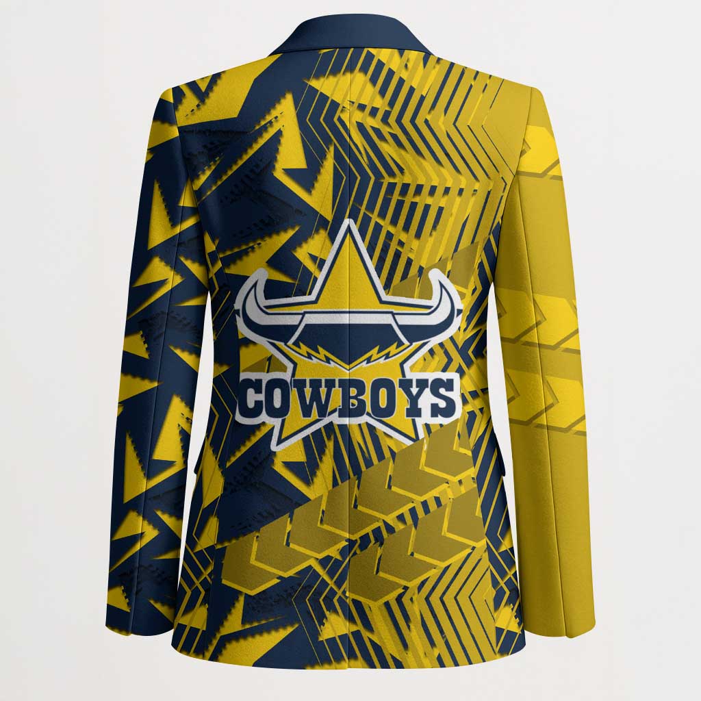 North Queensland Cowboys Rugby Blazer Fierce Mascot Geometric Tribal Art