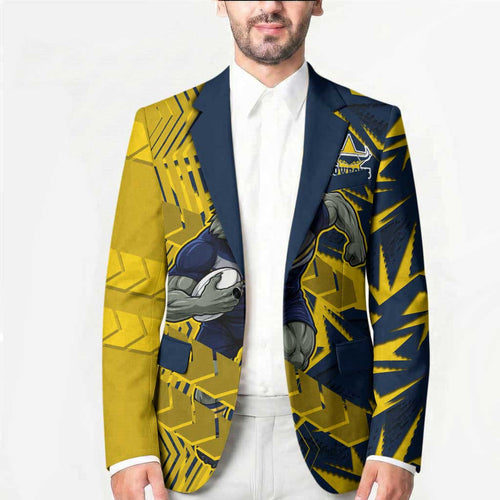 North Queensland Cowboys Rugby Blazer Fierce Mascot Geometric Tribal Art