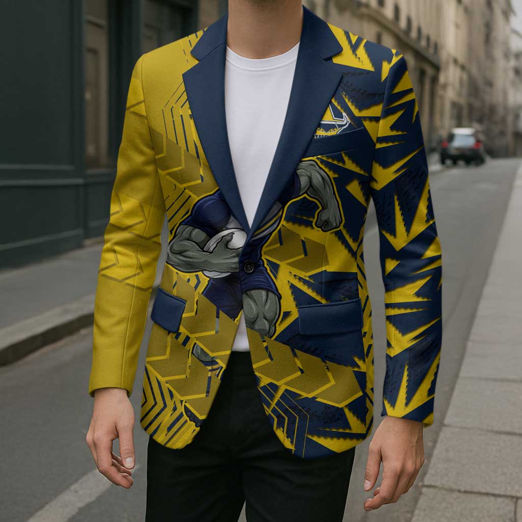 North Queensland Cowboys Rugby Blazer Fierce Mascot Geometric Tribal Art