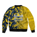 North Queensland Cowboys Rugby Bomber Jacket Fierce Mascot Geometric Tribal Art