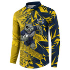 North Queensland Cowboys Rugby Button Sweatshirt Fierce Mascot Geometric Tribal Art