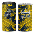 North Queensland Cowboys Rugby 4 in 1 Can Cooler Tumbler Fierce Mascot Geometric Tribal Art