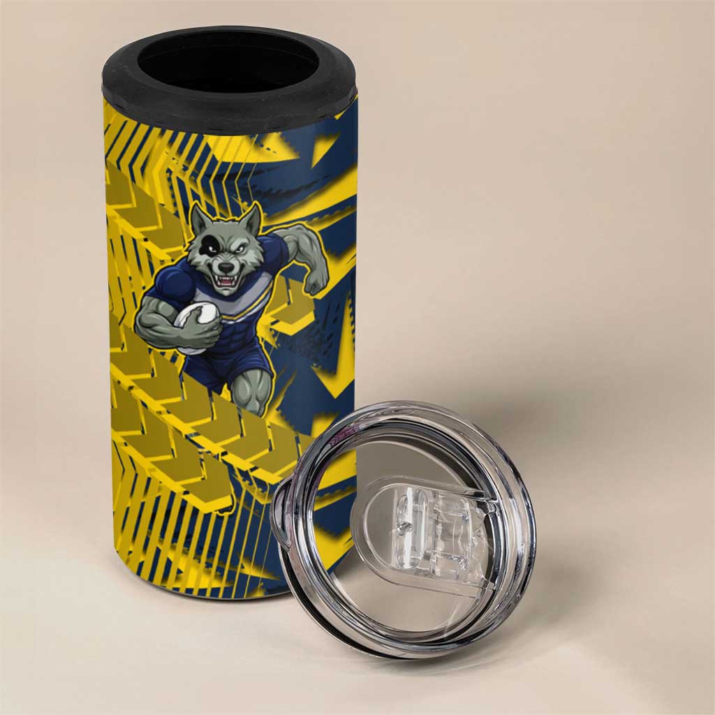 North Queensland Cowboys Rugby 4 in 1 Can Cooler Tumbler Fierce Mascot Geometric Tribal Art
