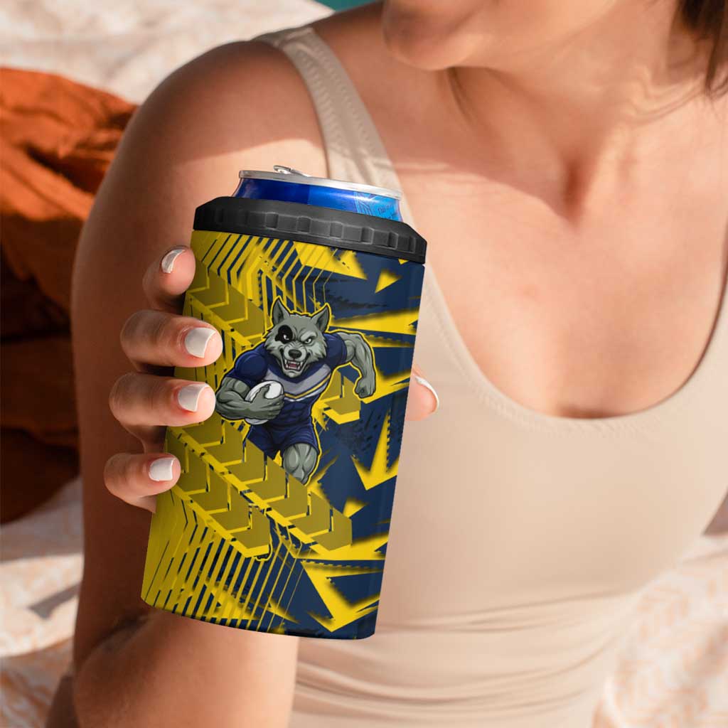 North Queensland Cowboys Rugby 4 in 1 Can Cooler Tumbler Fierce Mascot Geometric Tribal Art